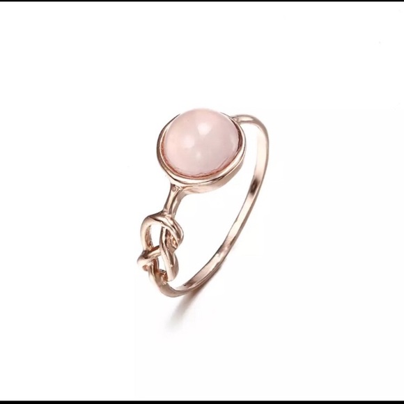 New Dainty Rose Quartz & Rose Gold Knotted Ring - Picture 2 of 3